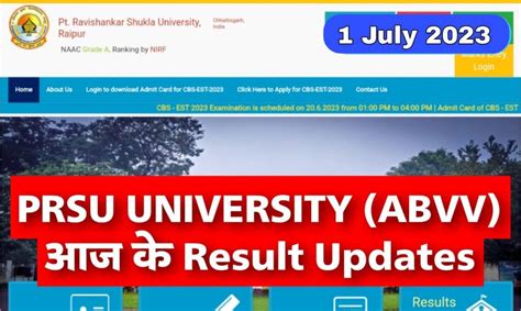 pandit ravishankar shukla university result 2023|Course Name .